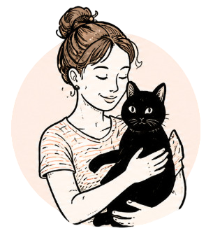 Une cat-sitter Neko câline un chat noir