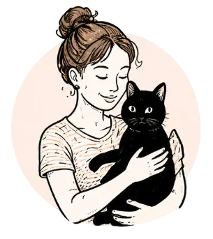 Une cat-sitter Neko câline un chat noir
